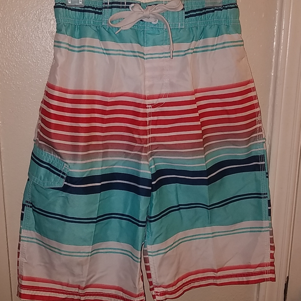 Multi Colored Kanu Surf Boys Swim Trunks (M 10/12)